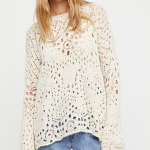 Free People Crochet Cream Sweater